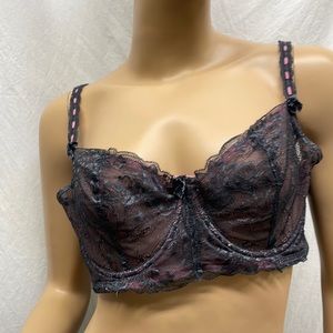 Felina Gray & Pink Lace Bra